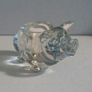 Vintage Indiana Clear Glass Pig Candle Holder